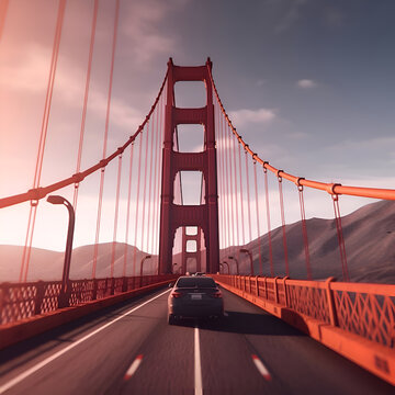 Golden Gate Bridge. San Francisco. California. USA. 3d rendering