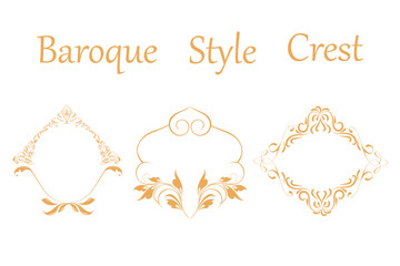 Set of Premium gold vintage baroque frame ornament engraving crest floral. Premium Gold vintage baroque frame. Floral retro pattern antique style acanthus foliage swirl decorative. Vector illustration