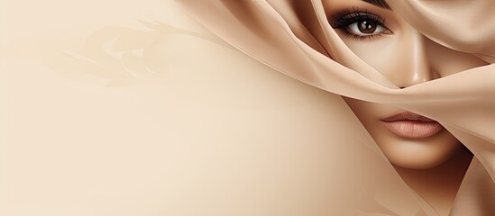 Beige women s banner for International Women s Day Copy space image Place for adding text or design