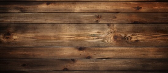 Aged dark reclaimed wood surface with lined up boards Wooden floor planks with grain and texture...