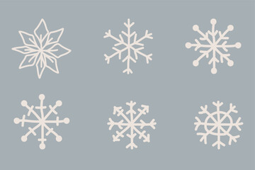 Hand drawn snowflakes design. Winter elements vector illustration