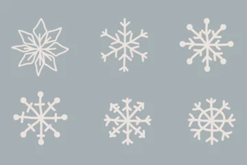 Fotobehang Hand drawn snowflakes design. Winter elements vector illustration © Катерина Лугова