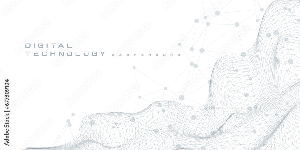 Wall mural digital technology futuristic internet network speed connection white background, cyber nano informa