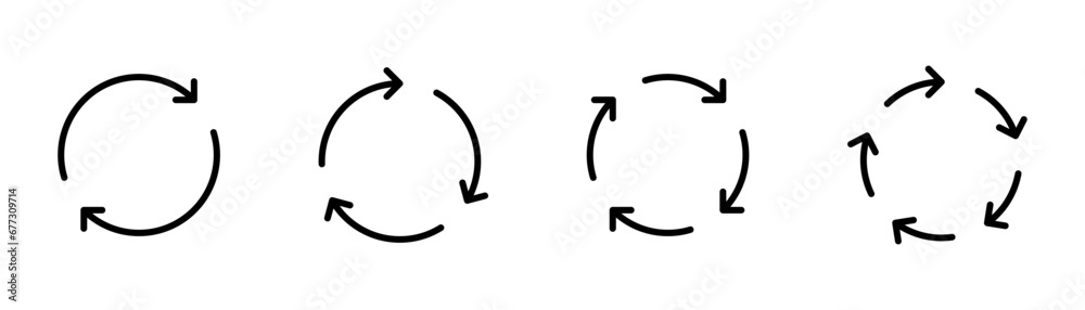 Poster Set of circle arrows set. Refresh, Reload, Repeat, Recycle, Rotate arrow icons loading symbol. update and upgrade icon loop rotation sign collection