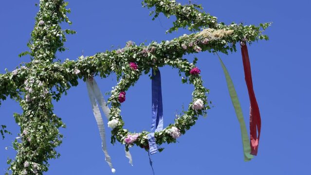 Pole for midsummer celebration in Sweden. traditional Swedish culture symbol