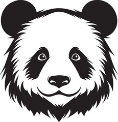 Panda face silhouette, black and white, for logo, print ready, editable, eps, cutting file