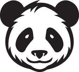 Panda face silhouette, black and white, for logo, print ready, editable, eps, cutting file