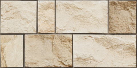 natural beige  stone brick wall background texture, ceramic elevation wall tile design, high deep...