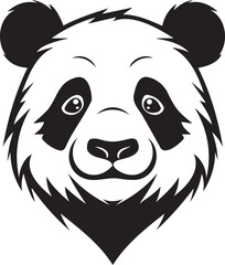Panda face silhouette, black and white, for logo, print ready, editable, eps, cutting file