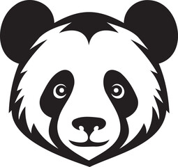 Panda face silhouette, black and white, for logo, print ready, editable, eps, cutting file