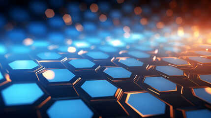 Obraz premium Glowing blue hexagonal grid background