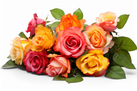 colorful bunch bouquet of roses, isolated on transparent background, png file - Powered by Adobe