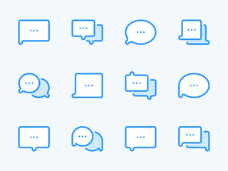Chat and Message vector line icons. Comment and Speech bubble outline icon set. Dialog, Conversation, Chat box, Communication, Talk, Discussion and more.