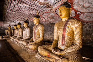 inside the cave temple of dambulla, sri lanka