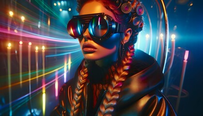 A high-fashion model wearing stylish sunglasses