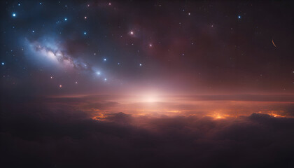 Fototapeta na wymiar Night sky with clouds and stars. Elements of this image furnished by NASA