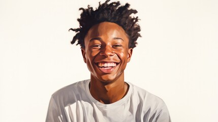 a happy black adolescent photo against a white background
