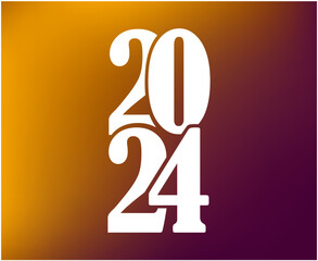2024 New Year Holiday Design White Abstract Vector Logo Symbol Illustration With Brown Background