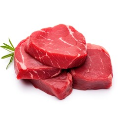 Red meat chops isolated on white background. Ai Generative