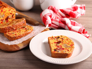 Beetroot cake with nuts, sliced