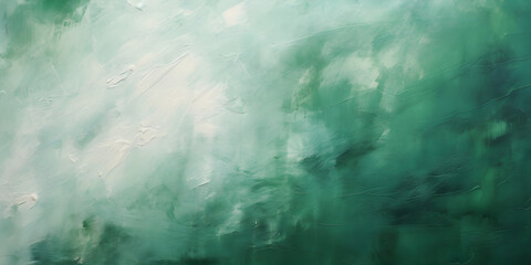 Abstract and textured oil paint background in soft green and white colors