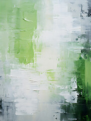 Abstract and textured oil paint background in green and white colors