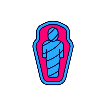 recommend clip art: Filled outline Egypt mummy in sarcophagus icon isolated on white background. Vector