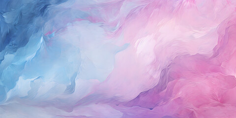 Abstract and textured oil paint background in soft blue and pink colors