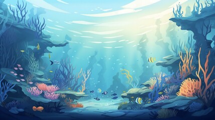 underwater sea aquarium environment - obrazy, fototapety, plakaty