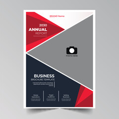 professional business flyer template with red shapes design vector illustration