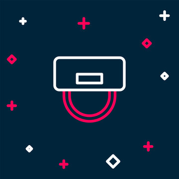 Line Bellboy hat icon isolated on blue background. Hotel resort service symbol. Colorful outline concept. Vector