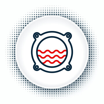 recommend clip art: Line Ship porthole with rivets and seascape outside icon isolated on white background. Colorful outline concept. Vector