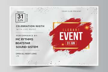 elegant event party banner with black splash vector design illustration