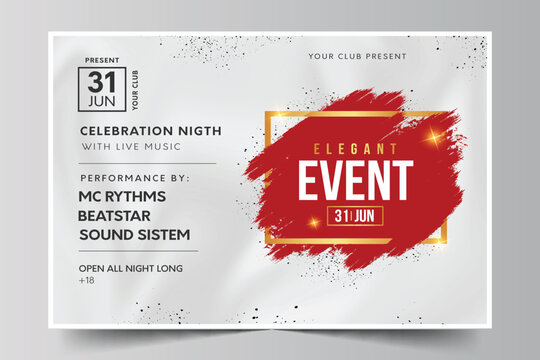 Elegant Event Party Banner With Black Splash Vector Design Illustration