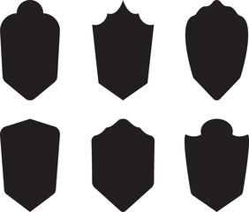 Set of flat shields. Black color. Vector.