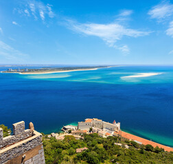 Summer sea coast landscape. View from Nature Park of Arrabida  in Setubal, Portugal.