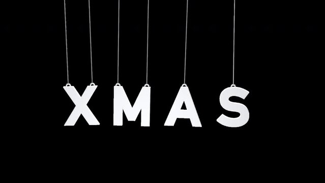 Swinging xmas tags on transparent background. Concept Christmas holiday animation.