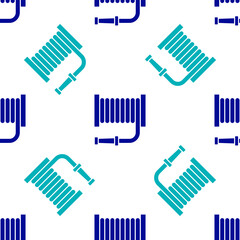 Blue Fire hose reel icon isolated seamless pattern on white background. Vector