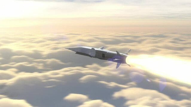 Hypersonic Missile flying in the sky.
