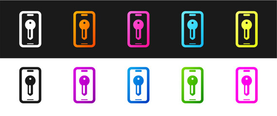 Set Smart key icon isolated on black and white background. Vector