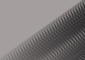  3D wavy dense spiral of dark gray color on a gray background