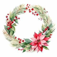 Fototapeta premium Festive Christmas Garland watercolor isolated on white background 