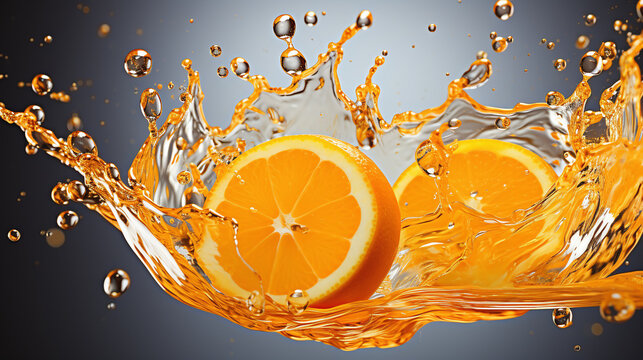 fresh orange slice  splash in water