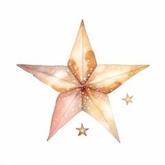 Sparkling Christmas Star watercolor isolated on white background 