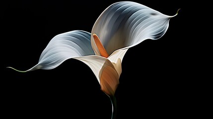  a close up of a flower on a black background with a white and orange flower in the center of the flower. - obrazy, fototapety, plakaty