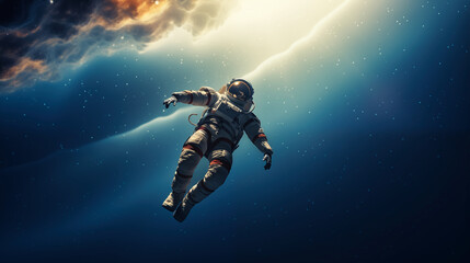 Obraz na płótnie Canvas Astronaut floating in the space. 