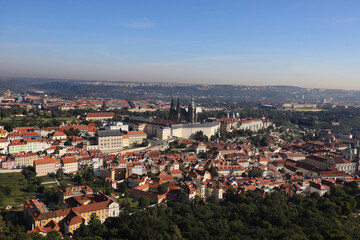 Top view of the city of Prague