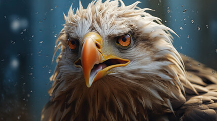 Fototapeta premium Eagle's intense gaze, a portrait of wild determination.