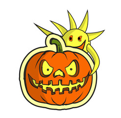 pumpkin and sun sticker, halloween
