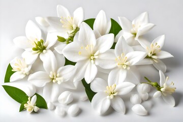 Naklejka na ściany i meble Fresh jasmine white flower isolated on white background